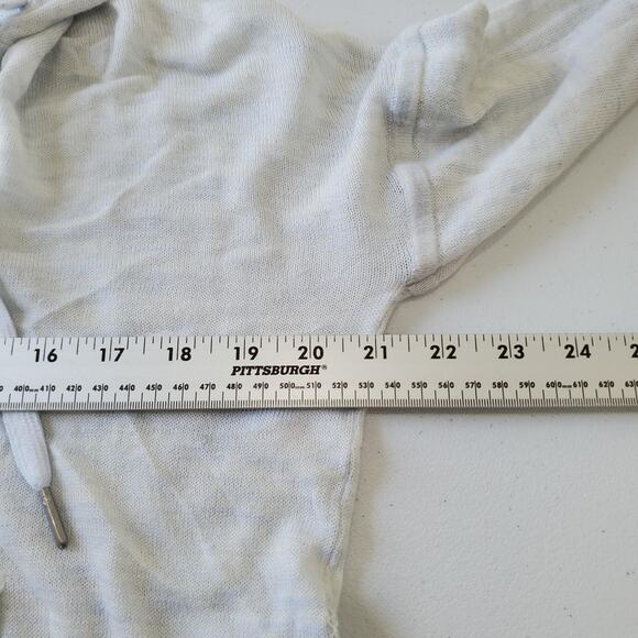 Lululemon Cashmere Hoodie Womens Large Light Blue Grey Knit Thumbholes V Neck - Picture 5 of 7